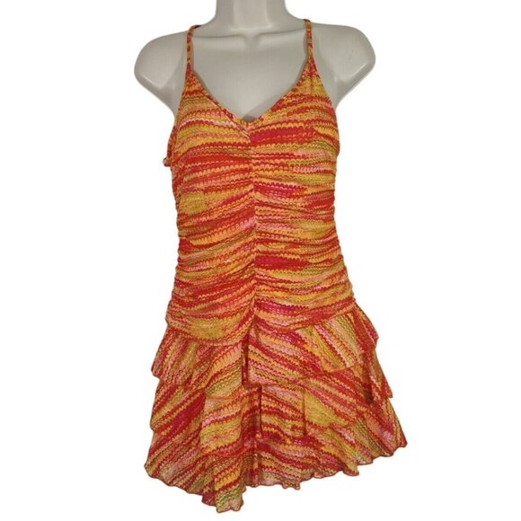wild fable Dresses & Skirts - Wild Fable Orange Yellow Layered Tiered Mini Dress Women Size M Sleeveless NEW